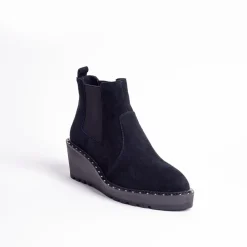 Cecelia New York-Gemma Slip On Low Wedge Boot All Black
