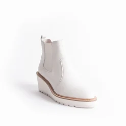 Cecelia New York-Gemma Slip On Low Wedge Boot Alabaster