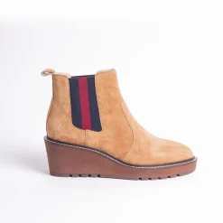 Cecelia New York-Gemma Slip On Low Wedge Boot Nutella