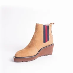 Cecelia New York-Gemma Slip On Low Wedge Boot Nutella