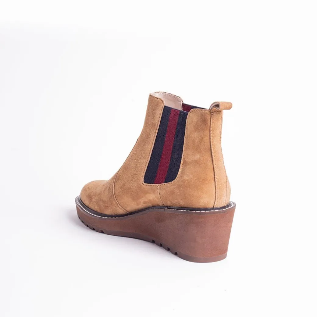 Cecelia New York-Gemma Slip On Low Wedge Boot Nutella