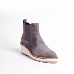 Cecelia New York-Gemma Slip On Low Wedge Boot Slate