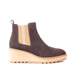 Cecelia New York-Gemma Slip On Low Wedge Boot Brown