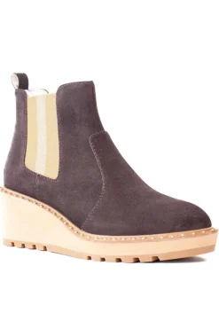 Cecelia New York-Gemma Slip On Low Wedge Boot Brown