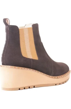 Cecelia New York-Gemma Slip On Low Wedge Boot Brown