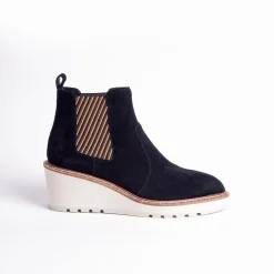 Cecelia New York-Gemma Slip On Low Wedge Boot Black