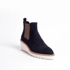 Cecelia New York-Gemma Slip On Low Wedge Boot Black