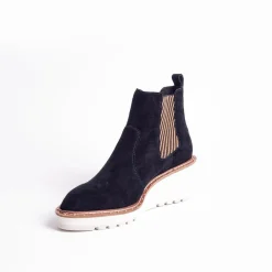 Cecelia New York-Gemma Slip On Low Wedge Boot Black