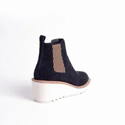 Cecelia New York-Gemma Slip On Low Wedge Boot Black