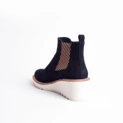 Cecelia New York-Gemma Slip On Low Wedge Boot Black