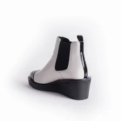 Cecelia New York-Gemmain Captoe Slip On Low Wedge Boot White