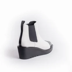 Cecelia New York-Gemmain Captoe Slip On Low Wedge Boot White