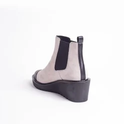 Cecelia New York-Gemmain Captoe Slip On Low Wedge Boot Taupe Suede